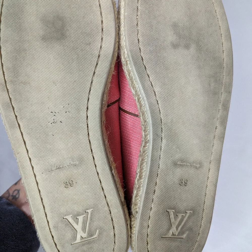 Authentic Louis Vuitton Pink Canvas Espadrilles